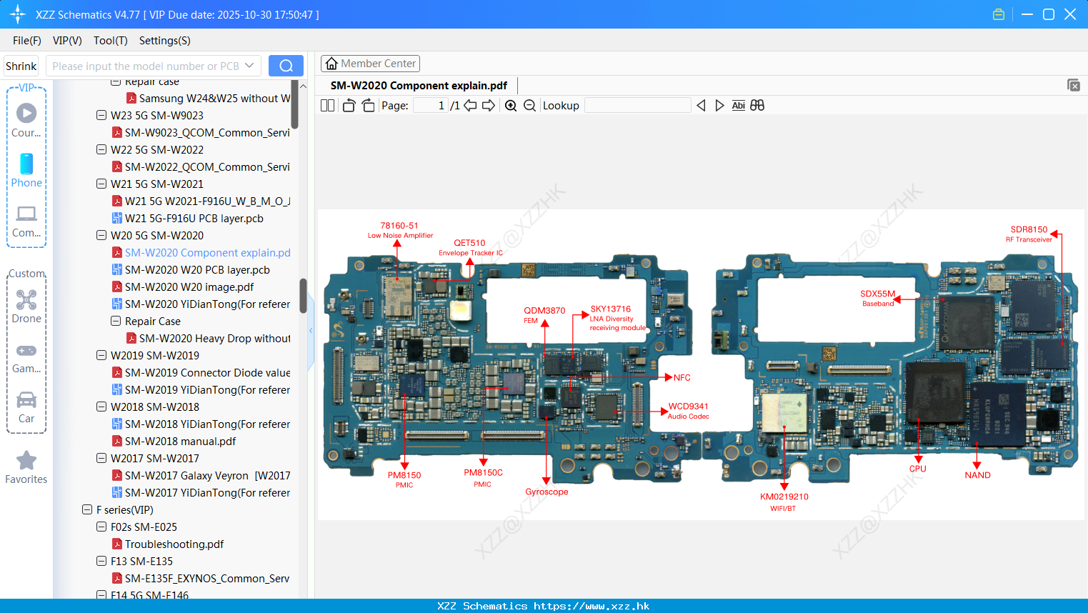 Samsung SM-W2020 Component Explain